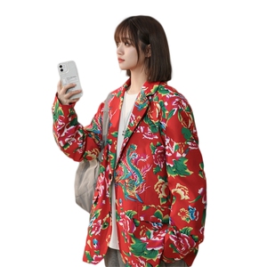 XF9035/P65春装新款东北大花西服男女风个性宽松花上衣外套图片
