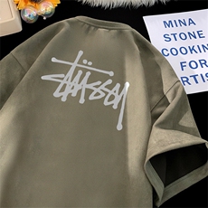 可设48小时发货支持抖音得物来样二开240克重磅美式麂皮绒短袖t恤，男装T恤，电商A486