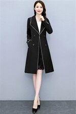 现货2022秋季时尚简约大方气质优雅收腰显瘦休闲百搭潮流两件套，女装风衣，三木叶子