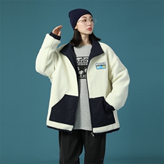 703-Y251-P85秋冬拼色羊羔毛双面穿休闲外套，女装短外套，星座703