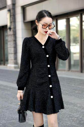 【现货】小香风木耳边连衣裙，女装连衣裙，艾丹迪蔓