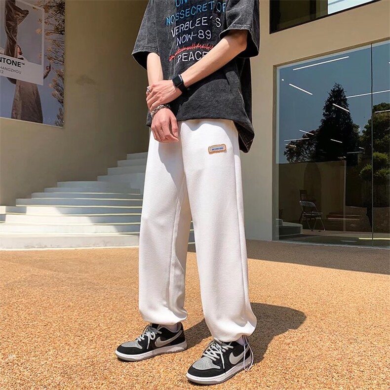 百搭休闲裤男宽松直筒休闲裤2022潮男束脚裤华夫格K309P28,男装休闲裤,星座1116-2