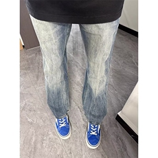 水洗复古蓝牛仔裤男新款美式高街vibe显瘦直筒微喇裤L11588-P45，男装牛仔裤，星座1008
