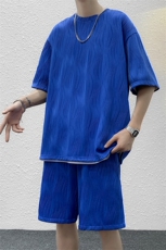 703-TZ292-P65夏季波浪纹冰丝大码休闲套装M-5XL，男装休闲套装，星座703