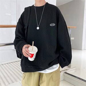 华夫格卫衣男秋冬新款设计感小众韩版上衣W631P25图片