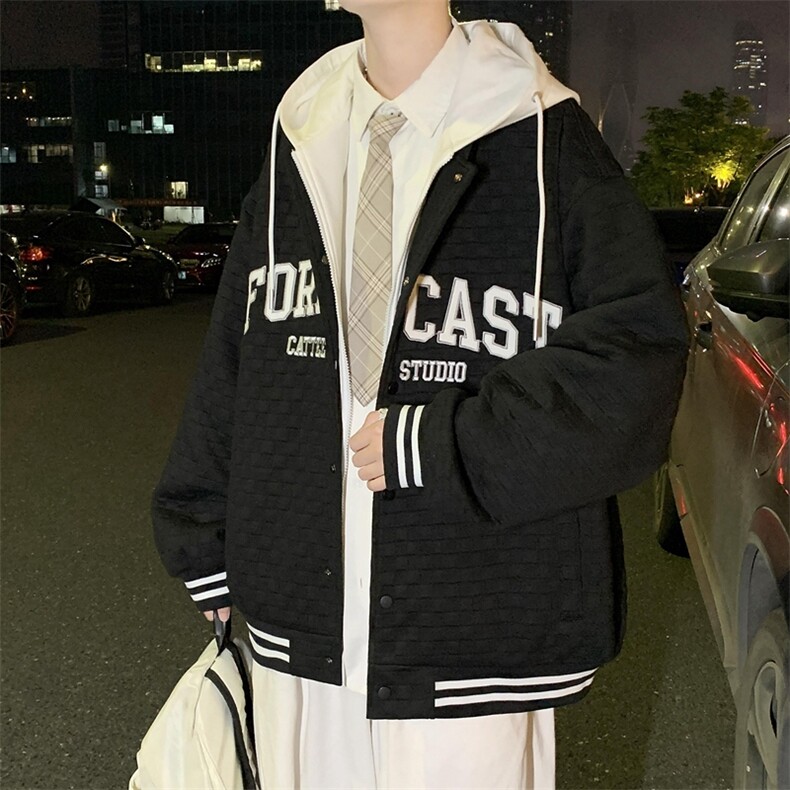 春季新款假两件连帽棒球服男休闲宽松bf风百搭外套JK0272-P95,男装夹克,星座308B-1