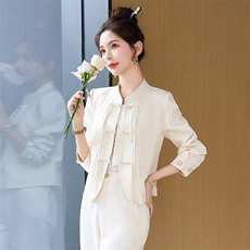 新中式国风女2024春秋新款高级感气质盘扣唐装今年流行，女装短外套，韩美纤衣