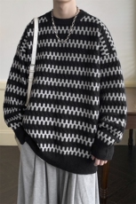 抖音现货2025男冬季圆领毛衣宽松套头针织衫D329-QM805-P78控98，男装针织衫/毛衣，电商D329