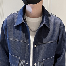 秋冬2023轻熟抖音小伙休闲牛仔拼色夹克店主风A236-JK5028-P130，男装夹克，电商A236