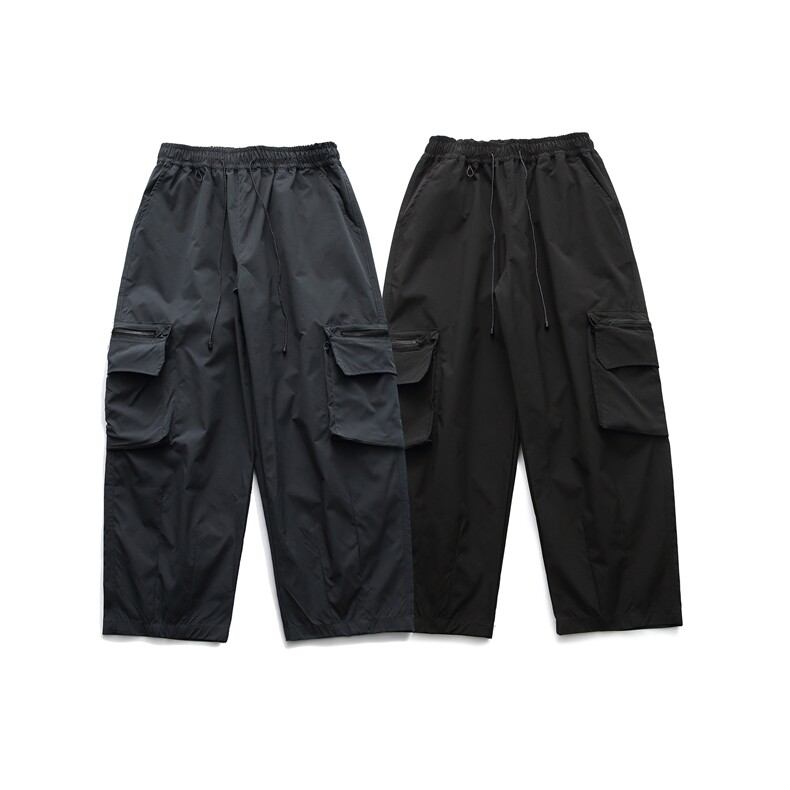 南夏乔装2023春款纯色立体大口袋宽松阔腿休闲裤日系复古工装长裤，男装工装裤，电商S006（B521）