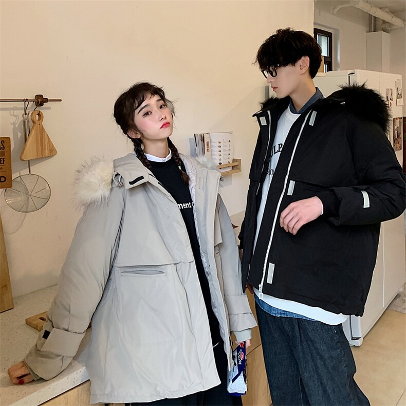 港风冬装新款大码情侣休闲韩版宽松男女连帽棉衣棉服F1813,男装棉衣,星座910A