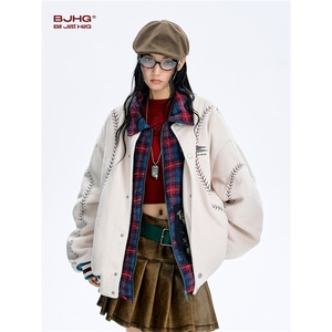 新款潮流冬季宽松棒球棉服男女同款小众设计感美式休闲厚外套图片