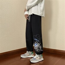 2023秋冬数据新款港风卡通印花抽绳束脚运动休闲裤K230-P45，男装休闲裤，星座914-3