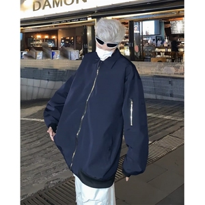 冷淡系高级感外套男正肩大码痞帅夹克翻领潮牌复古宽松服图片
