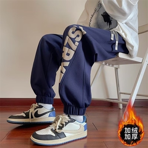 加绒冬款男休闲卫裤字母印花束脚裤大码M-5XL H026 P60图片