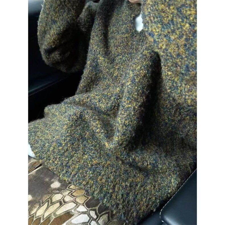美式复古马海毛绿色毛衣男款秋季韩系慵懒风格穿搭潮牌毛线衣外套,男装针织衫/毛衣,星座506A