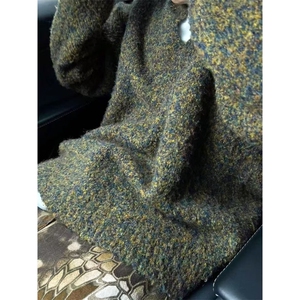 美式复古马海毛绿色毛衣男款秋季韩系慵懒风格穿搭潮牌毛线衣外套图片