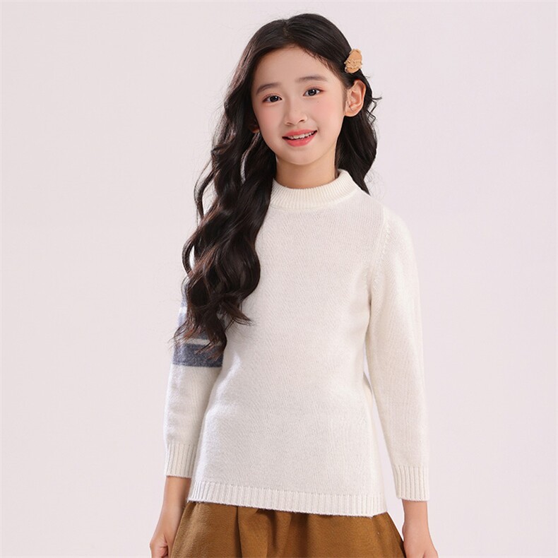 2025年新款百搭七针半高领3杠圆领羊毛衫，童装儿童羊毛衫，宏杨羊绒