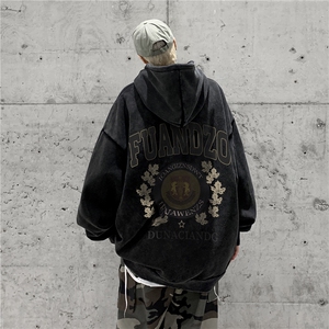 XZ301B-JB7887-P68秋装新款重磅水洗复古松连帽卫衣（加绒78）图片