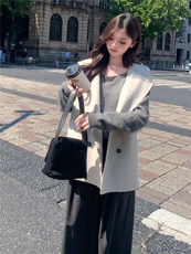 现货主推款双面羊毛呢百搭连帽女马甲毛呢外套，女装毛呢外套，SL