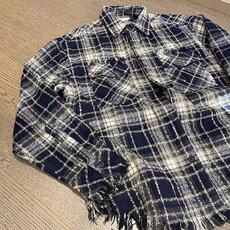 C260-P48日系少年感毛边格子衬衫男春秋新款潮牌百搭内搭宽松，男装T恤，电商B323A