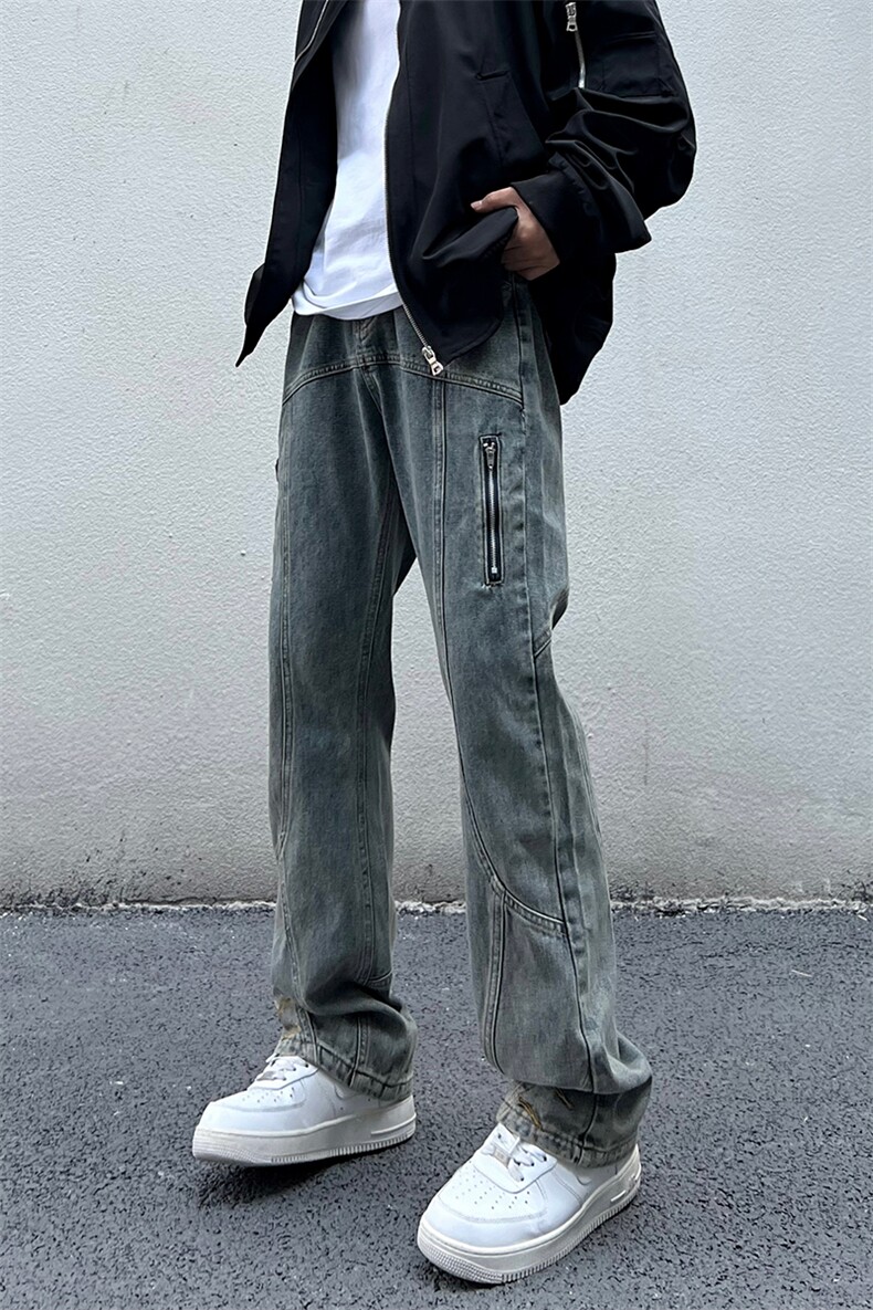 美式高街vibe风直筒长裤欧美痞帅男hiphop复古水洗牛仔裤,男装牛仔裤,星座301D-4(原星座1004-4）