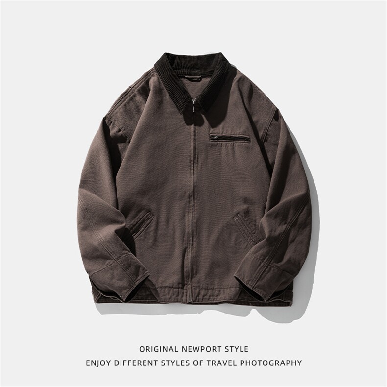 夹克男装秋季新款水洗做旧女款宽松灯芯绒翻领外套K3678-P95控158，男装夹克，电商A362