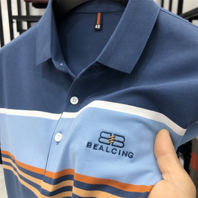 保罗男士短袖T恤翻领半袖薄款2023夏季新款中年商务休闲polo衫男,男装Polo衫,电商B212（原钱塘6029）