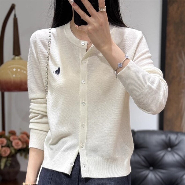 2025年秋季常规款通勤单件长袖刺绣心形开衫，女装针织衫/毛衣，珍珑羊绒