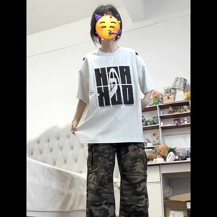 夏季新款港风美式字母印花全刺绣套头圆领短袖T恤男女ZX464-P33,男装T恤,星座313A(原308A-2)