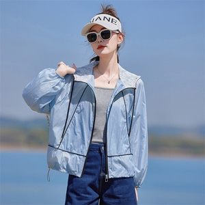 夏季冰丝防晒衣女拼色2026新款小个子防紫外线休闲开衫外套涂层型,衣服搭配女春装2020年45岁女人图片