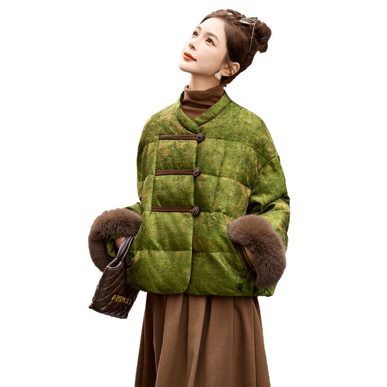 新中式羽绒服女2025冬季新款巨好看的高端洋气狐狸毛保暖外套,女装羽绒服,关键词