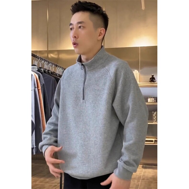 加绒加厚半拉链卫衣男春秋季宽松潮牌无帽立领上衣WY08261-P45,男装卫衣,星座308B-2