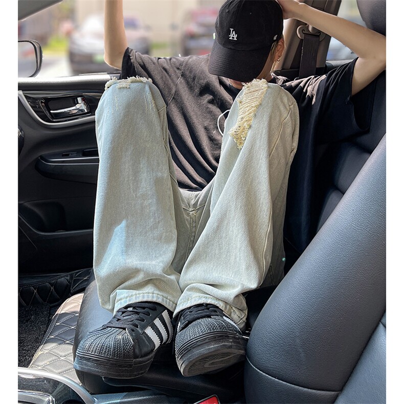 美式高街ins小众破洞牛仔裤货号K755P6078,男装牛仔裤,电商A063