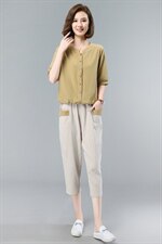 2021年夏季舒适修身纯色气质都市韩版简约宽松显瘦两件套装，女装套装/套裙，依恋蒂丝