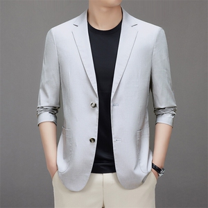 主推新款春夏男士高品质天丝亚麻西服中年轻薄休闲时尚小西装外套