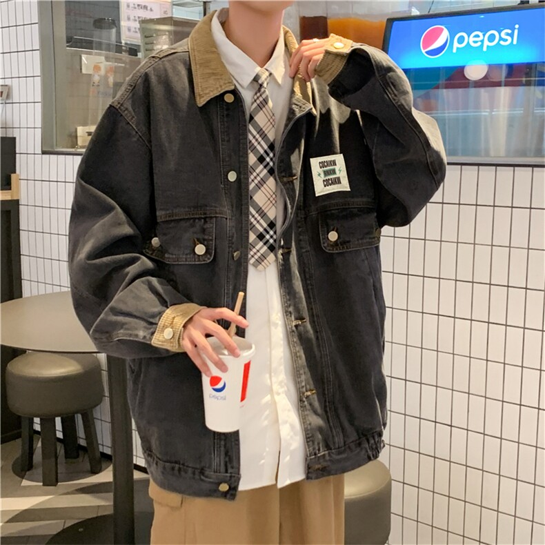 牛仔外套男春秋新款夹克宽松韩版百搭ins高街潮牌上衣服8869-p68,男装工装外套,星座1008-1