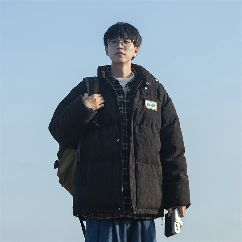 B225-W8532-P118-X148-灯芯绒贴标棉服-面布聚酯纤维帽棉,男装棉衣,电商B225