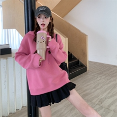 休闲慵懒粉色连帽卫衣女春秋2025超火好看高级小众松弛感减龄外套，女装短外套，2C372