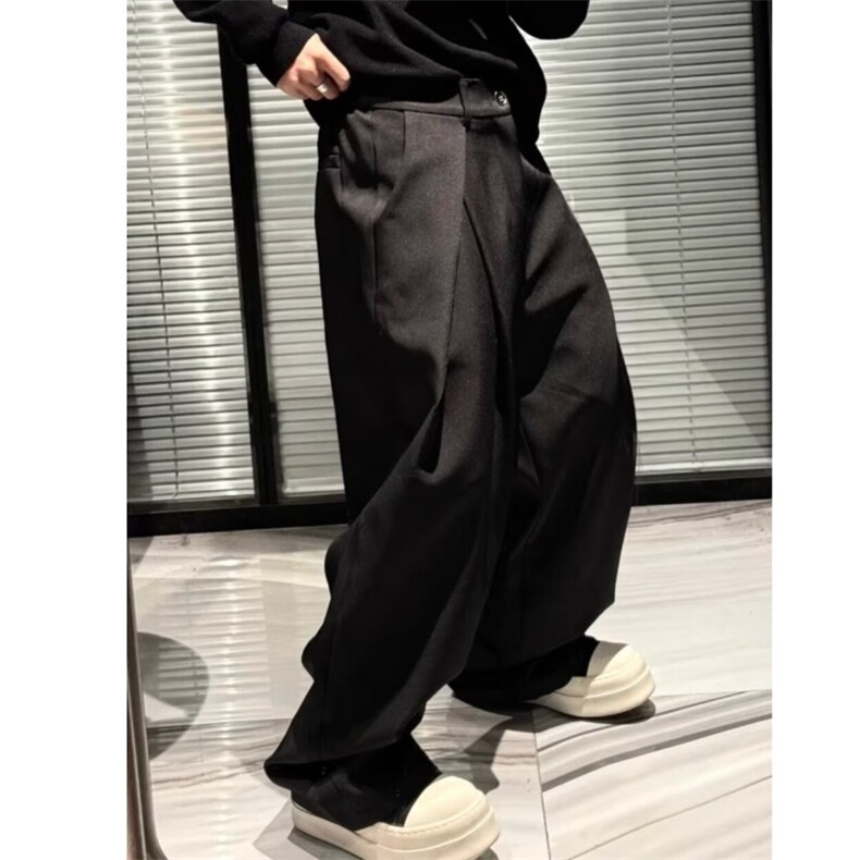 春季新款立体剪裁褶皱西裤设计感宽松直筒休闲裤1008-LX0255-P46,男装西裤,星座1008