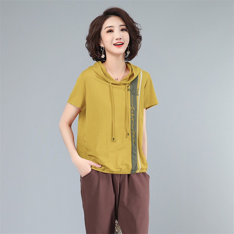 2024夏款大码女装拼接连帽上衣218款，女装大码女装，秋牧寒烟