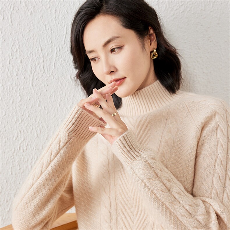 2025羊绒修身型常规套头单件长袖圆领山羊绒时尚百搭羊绒衫,女装羊绒衫,春贝羊绒
