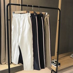 男士裤子秋季新款小脚直筒裤休闲裤潮流棉麻九分长裤薄 DS07T图片