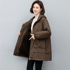 派克服2025冬季新款中长款棉衣加绒加厚大码宽松外套，女装派克服，天丽