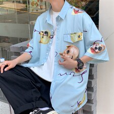 夏季青春流行青少年宽松男士短袖衬衫A158-CS610-P45,男装衬衫,电商A158-1
