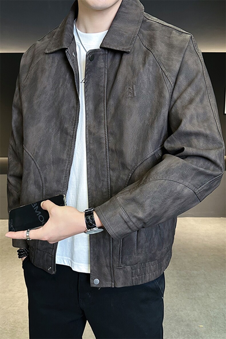 美式皮衣外套男秋季2025新款机车飞行员皮夹克A313-K275118-P155,男装皮衣,电商A313