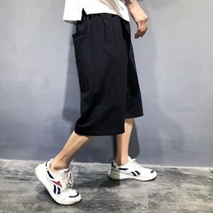 夏装新款宽松男士百搭运动时尚短裤休闲裤七分裤加肥大码586款图片