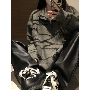水貂绒毛衣男女秋冬季马海毛针织衫慵懒软糯美拉德穿搭上衣 M522图片