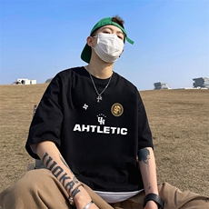 抖音得物二开现货220克夏装重磅美式高街宽松短袖t恤MT184，男装T恤，电商A486-1