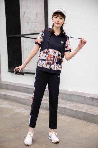 现货供应：拼色休闲套装M一XXL，女装套装/套裙，拉思维加丝